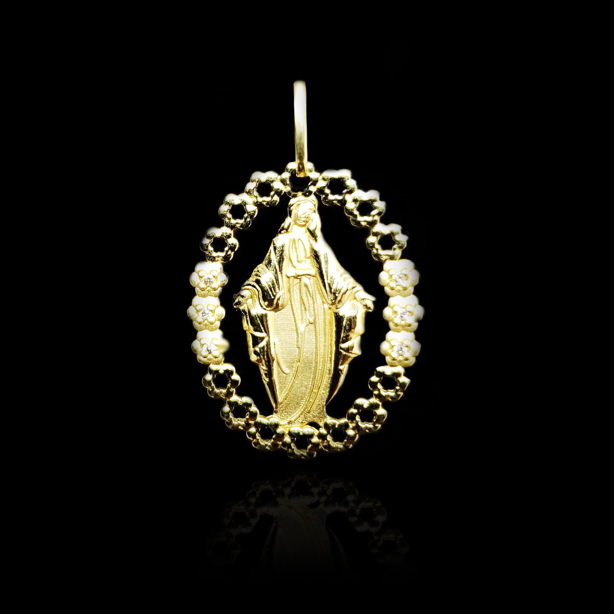 Pingente Ouro 18k Nossa Senhora com Diamantes - Masate Exclusive