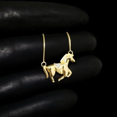 Colar Ouro 18k com Pingente Cavalo com Diamantes - Masate Exclusive