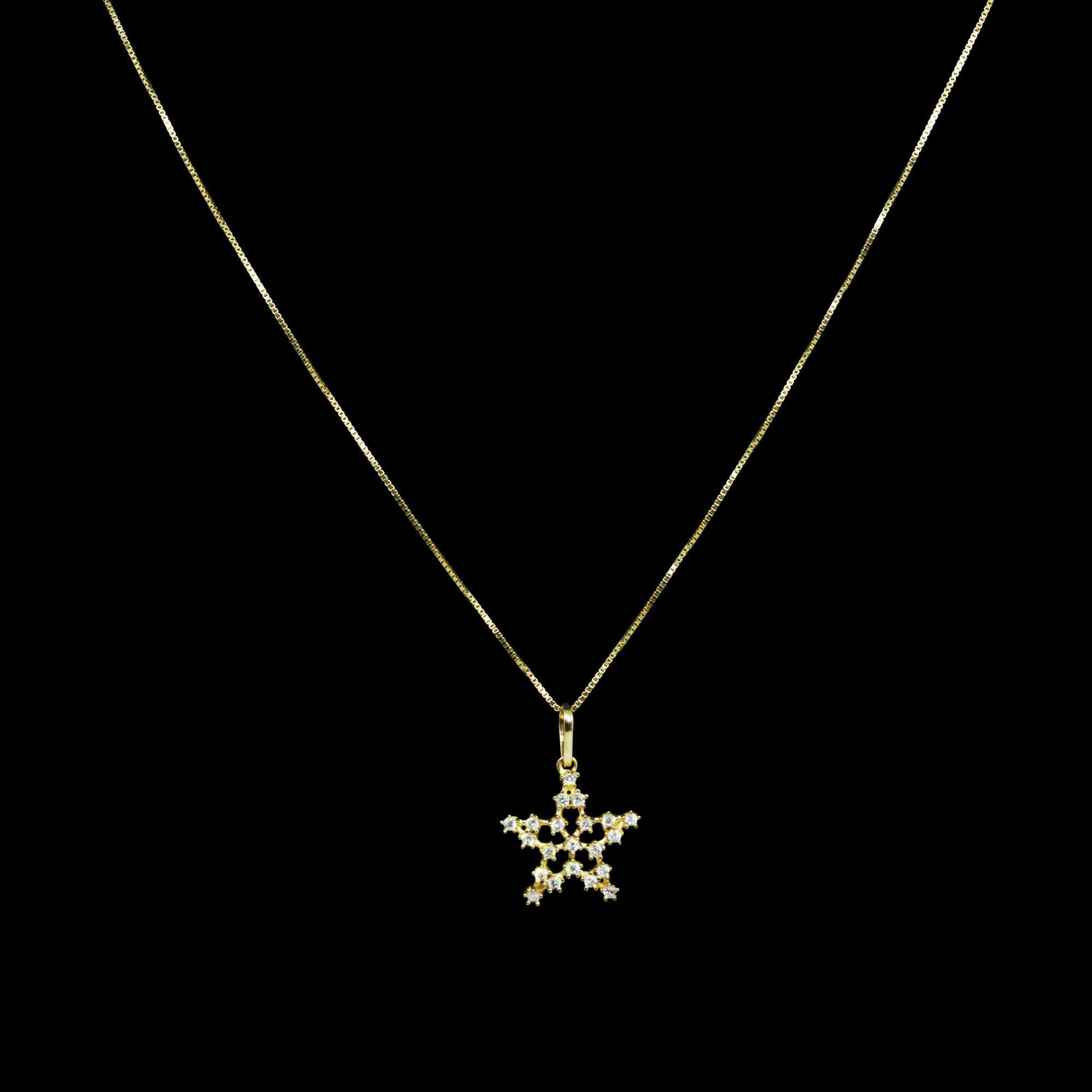 Pingente em Ouro 18k Estrela Vazada com Diamantes - Masate Exclusive